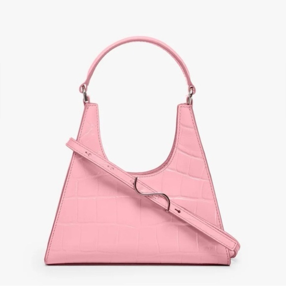 STAUD Mini Croc Embossed Leather Hobo Bag
